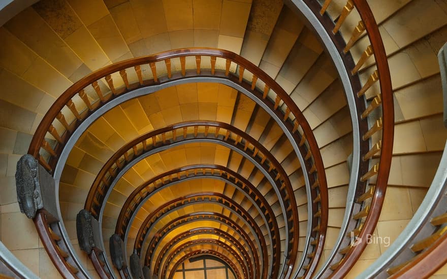 A spiral staircase in Hamburg, Germany