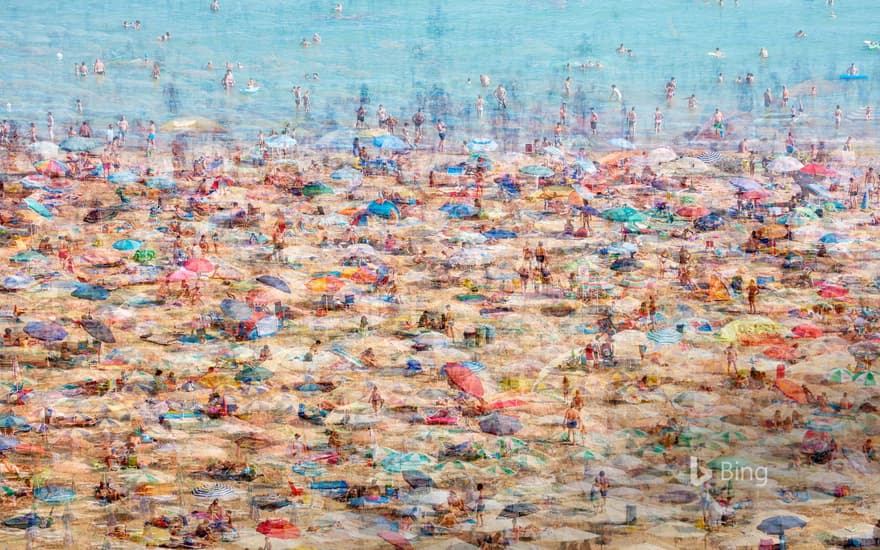 Composite photo of the beach in Lignano Sabbiadoro, Italy