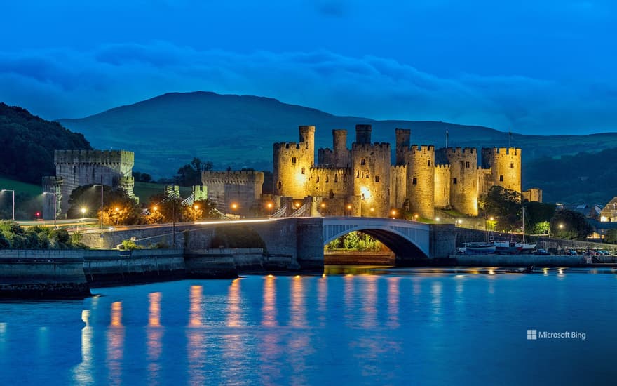 Conwy Castle looking over the River Conwy, Wales