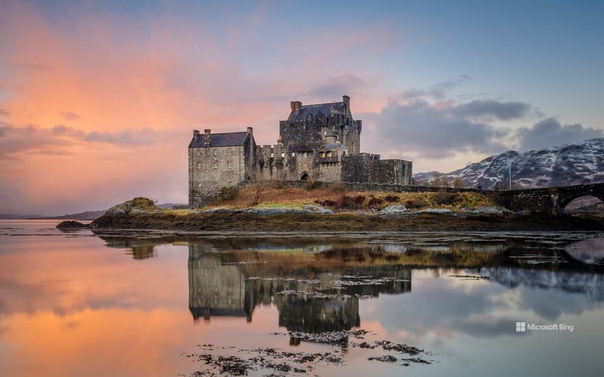 Dawn at Eilean Donan Castle on Loch Duich, Loch Alsh and Loch Long, Highlands