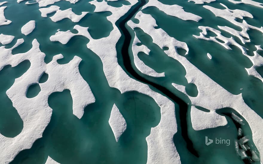 One-year polar ice from icebreaker, Ellesmere Island, Nunavut, Canada