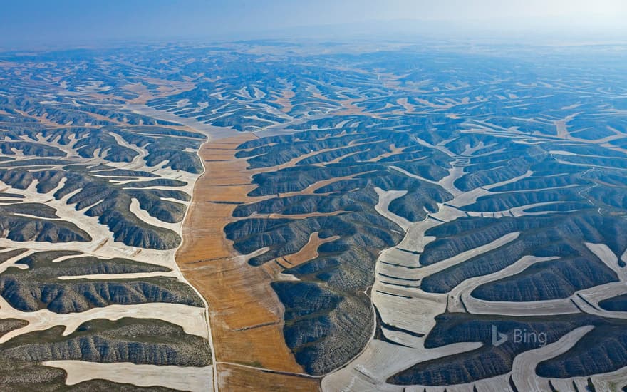 Agricultural fields in the Monegros Desert near Los Monegros, Spain