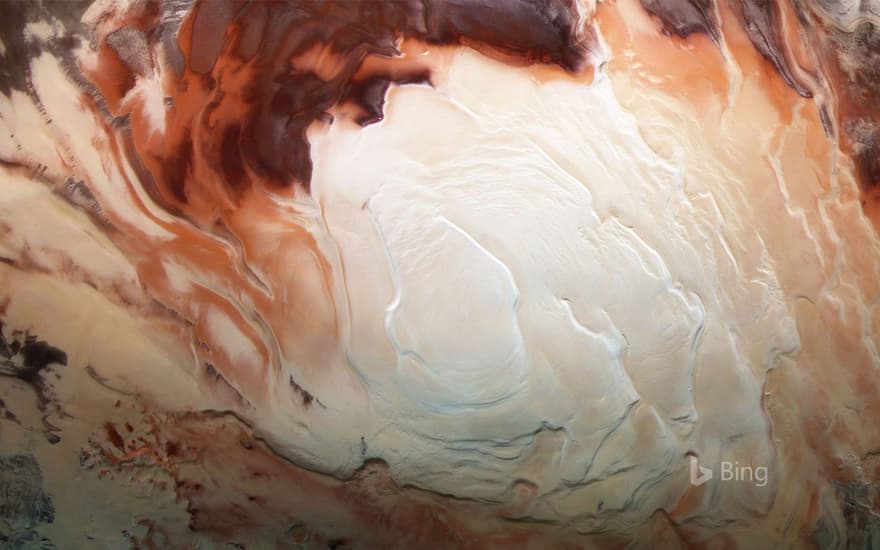 Mars Express image of the icy cap at Mars’ south pole