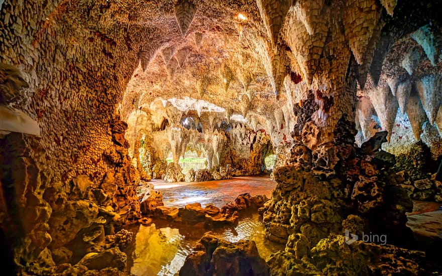 The crystal grotto of Painshill, a park in Cobham, England