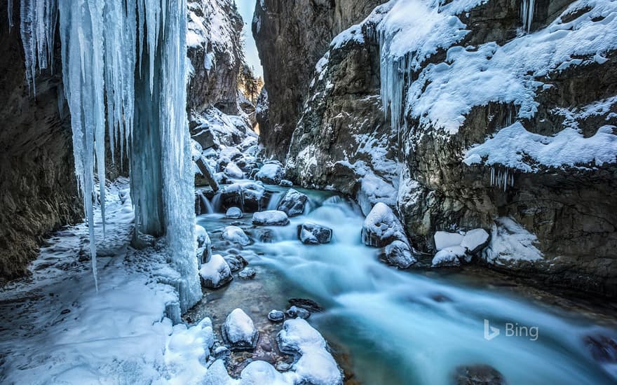 Partnachklamm, a gorge in Bavaria, Germany