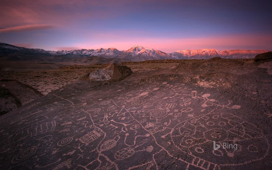 Sky Rock petroglyphs in the Volcanic Tablelands near Bishop, California