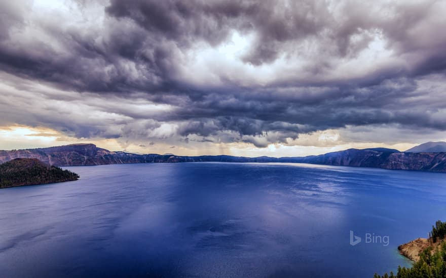 Storm clouds over Crater Lake National Park, Oregon