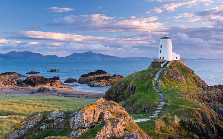 Tŵr Mawr Lighthouse on Llanddwyn Island in Anglesey, North Wales