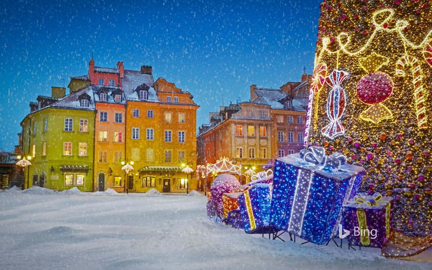 Christmas decorations in Warsaw, Poland