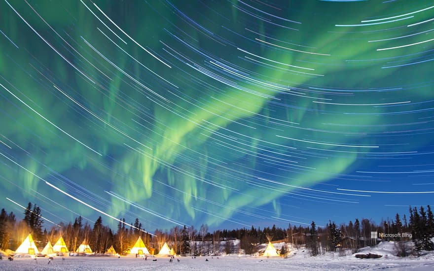 Star trail photography taken in Yellowknife