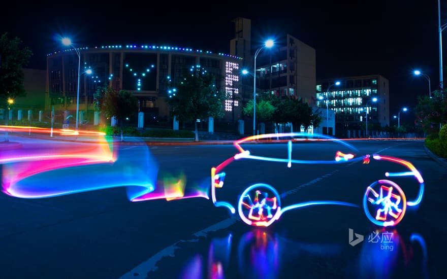 Long exposure shot of cars on the street